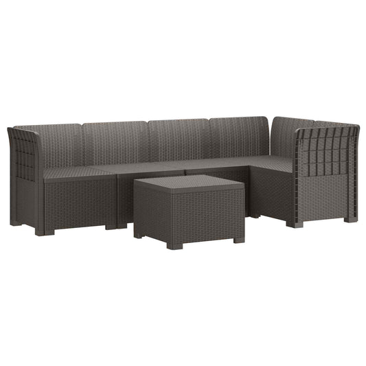 vidaXL 5-Seater Garden Sofa Rattan Look PP Light Grey 2