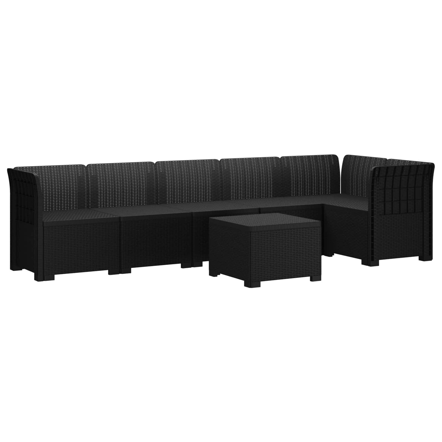 vidaXL 6-Seater Garden Sofa Rattan Look PP Anthracite 2