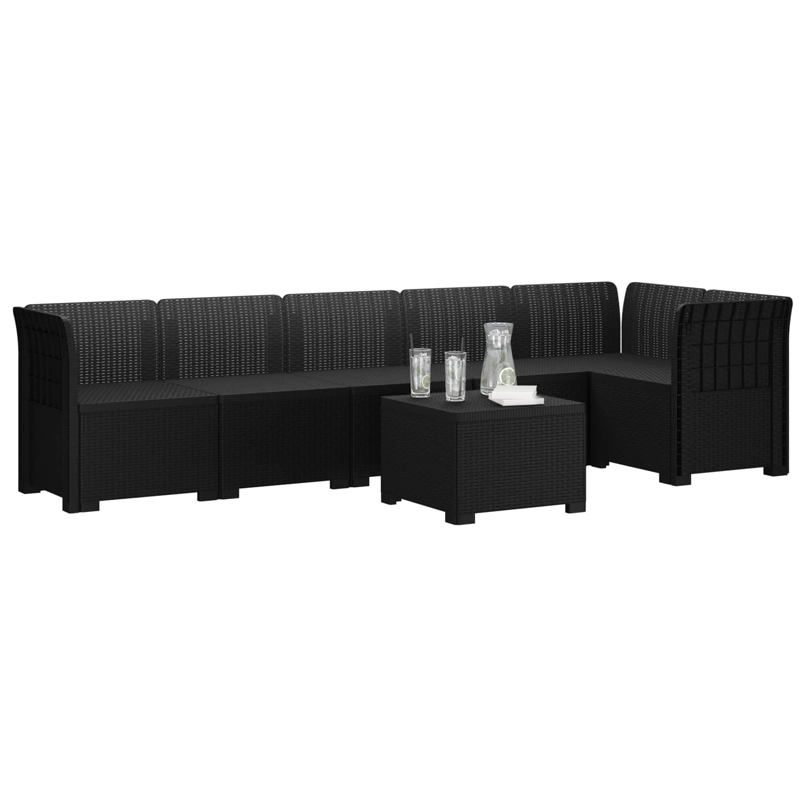 vidaXL 6-Seater Garden Sofa Rattan Look PP Anthracite 3