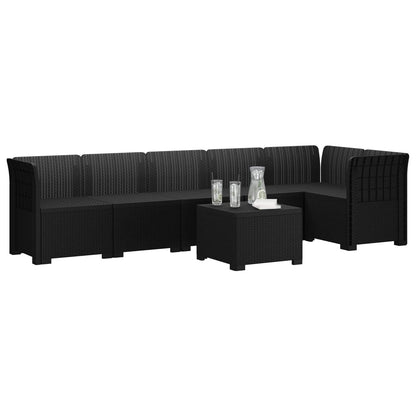 vidaXL 6-Seater Garden Sofa Rattan Look PP Anthracite 3