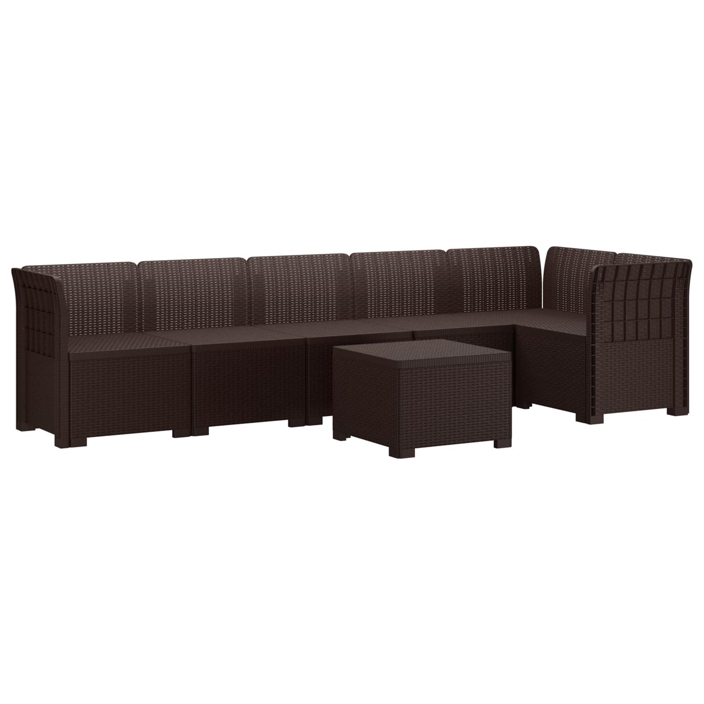 vidaXL 6-Seater Garden Sofa Rattan Look PP Brown 2