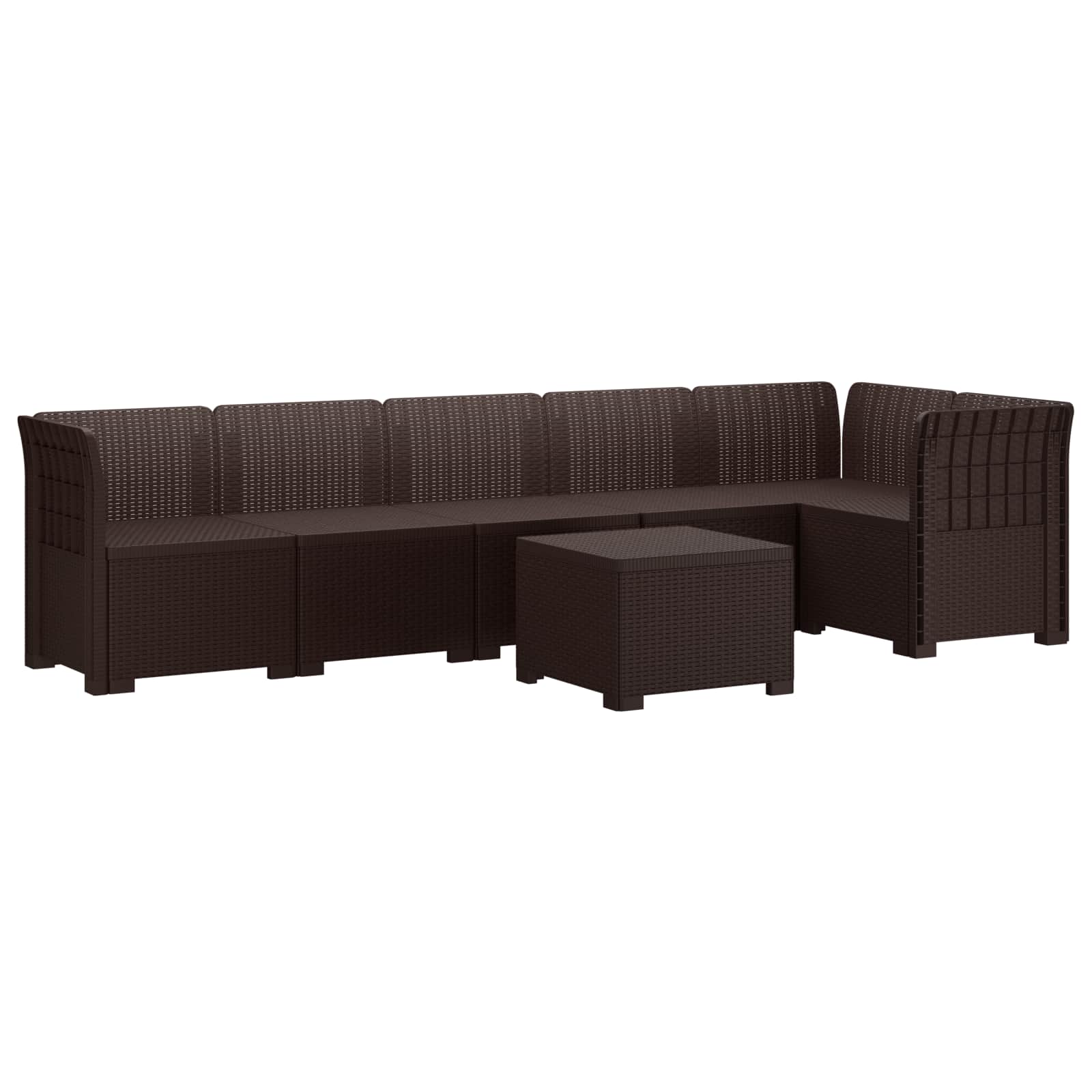 vidaXL 6-Seater Garden Sofa Rattan Look PP Brown 2