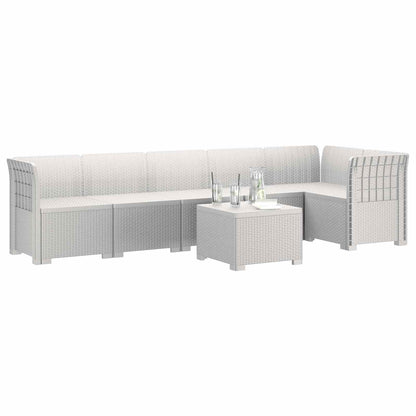 vidaXL 6-Seater Garden Sofa Rattan Look PP White 3