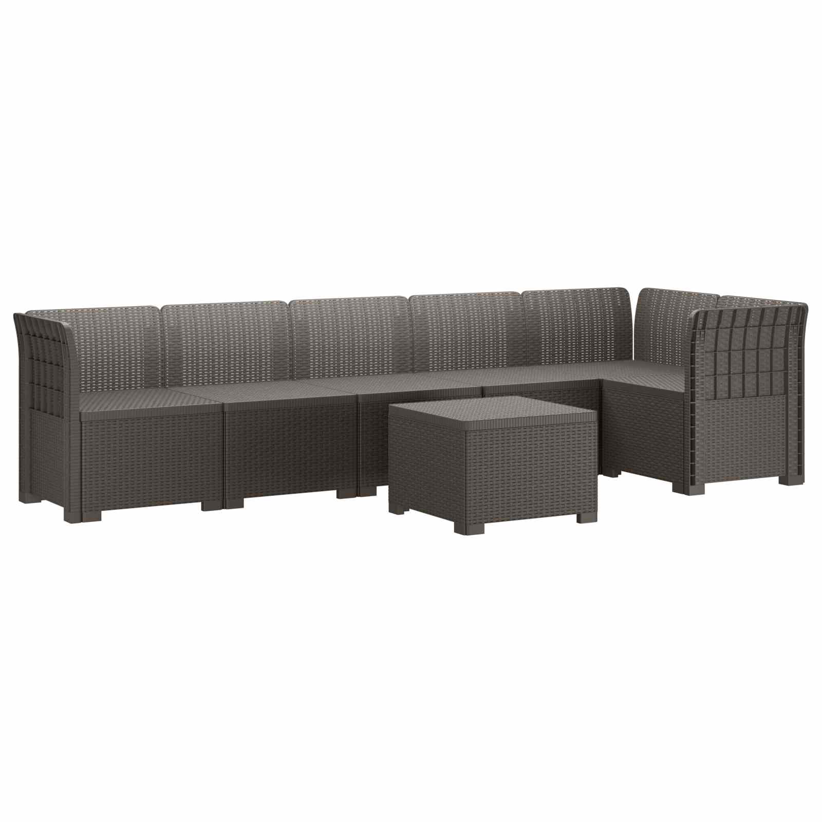 vidaXL 6-Seater Garden Sofa Rattan Look PP Light Grey 2