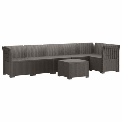vidaXL 6-Seater Garden Sofa Rattan Look PP Light Grey 2