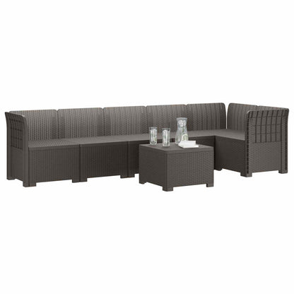 vidaXL 6-Seater Garden Sofa Rattan Look PP Light Grey 3
