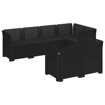 vidaXL 7-Seater Garden Sofa Rattan Look PP Anthracite 2