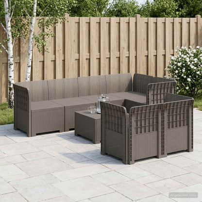 vidaXL 7-Seater Garden Sofa Rattan Look PP Light Grey 1