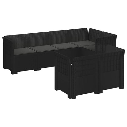vidaXL 7-Seater Garden Sofa with Cushions Rattan Look PP Anthracite 2
