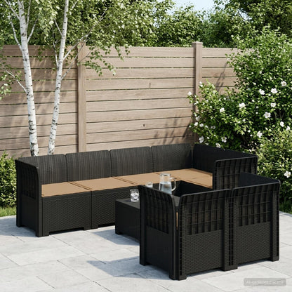 vidaXL 7-Seater Garden Sofa with Cushions Rattan Look PP Anthracite 1