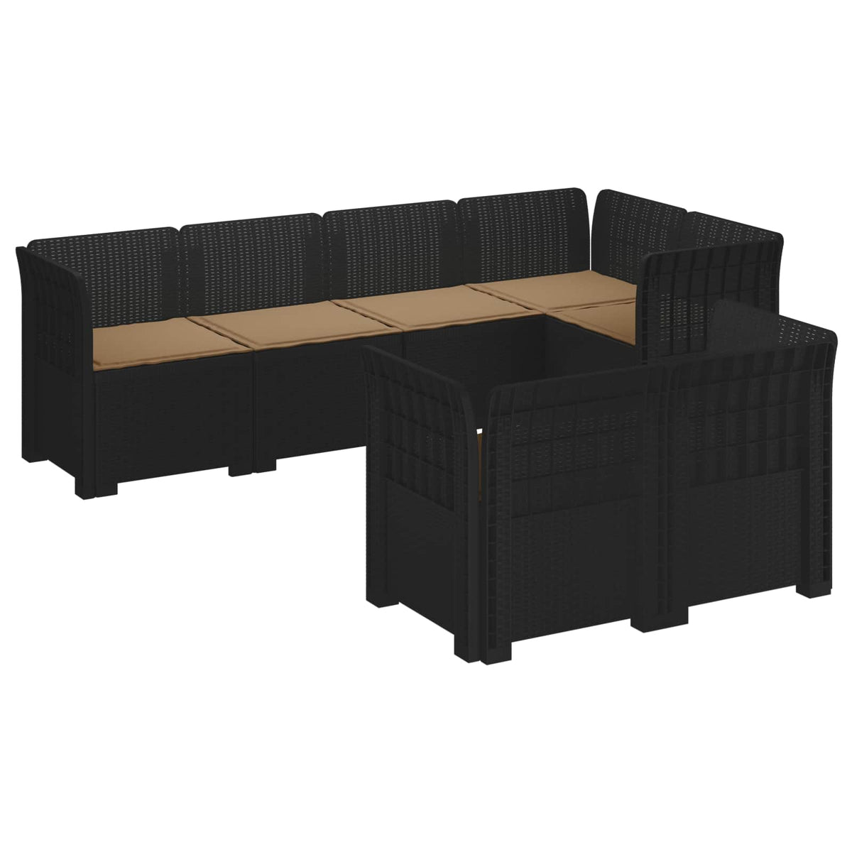 vidaXL 7-Seater Garden Sofa with Cushions Rattan Look PP Anthracite 2