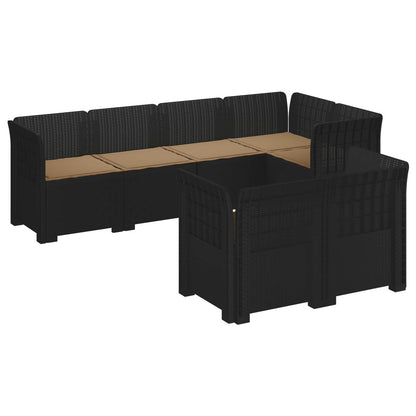 vidaXL 7-Seater Garden Sofa with Cushions Rattan Look PP Anthracite 2