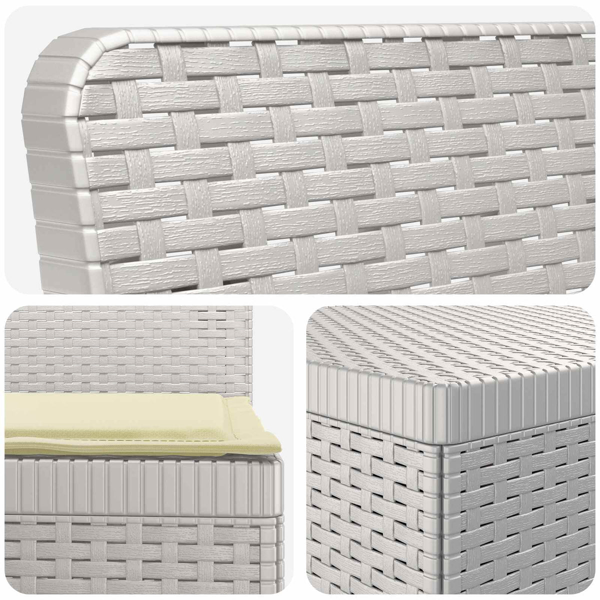 vidaXL 7-Seater Garden Sofa with Cushions Rattan Look PP White 5