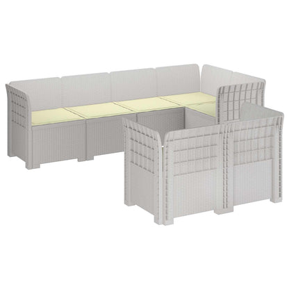 vidaXL 7-Seater Garden Sofa with Cushions Rattan Look PP White 2