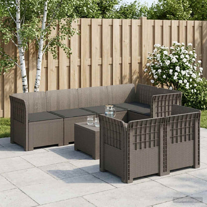 vidaXL 7-Seater Garden Sofa with Cushions Rattan Look PP Light Grey 1