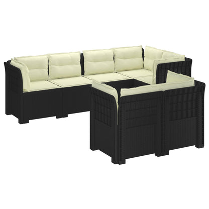 vidaXL 7-Seater Garden Sofa with Cushions Rattan Look PP Anthracite 2