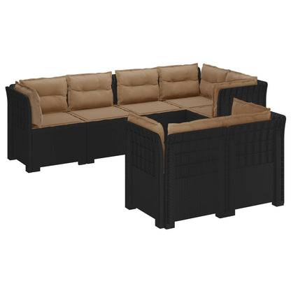 vidaXL 7-Seater Garden Sofa with Cushions Rattan Look PP Anthracite 2