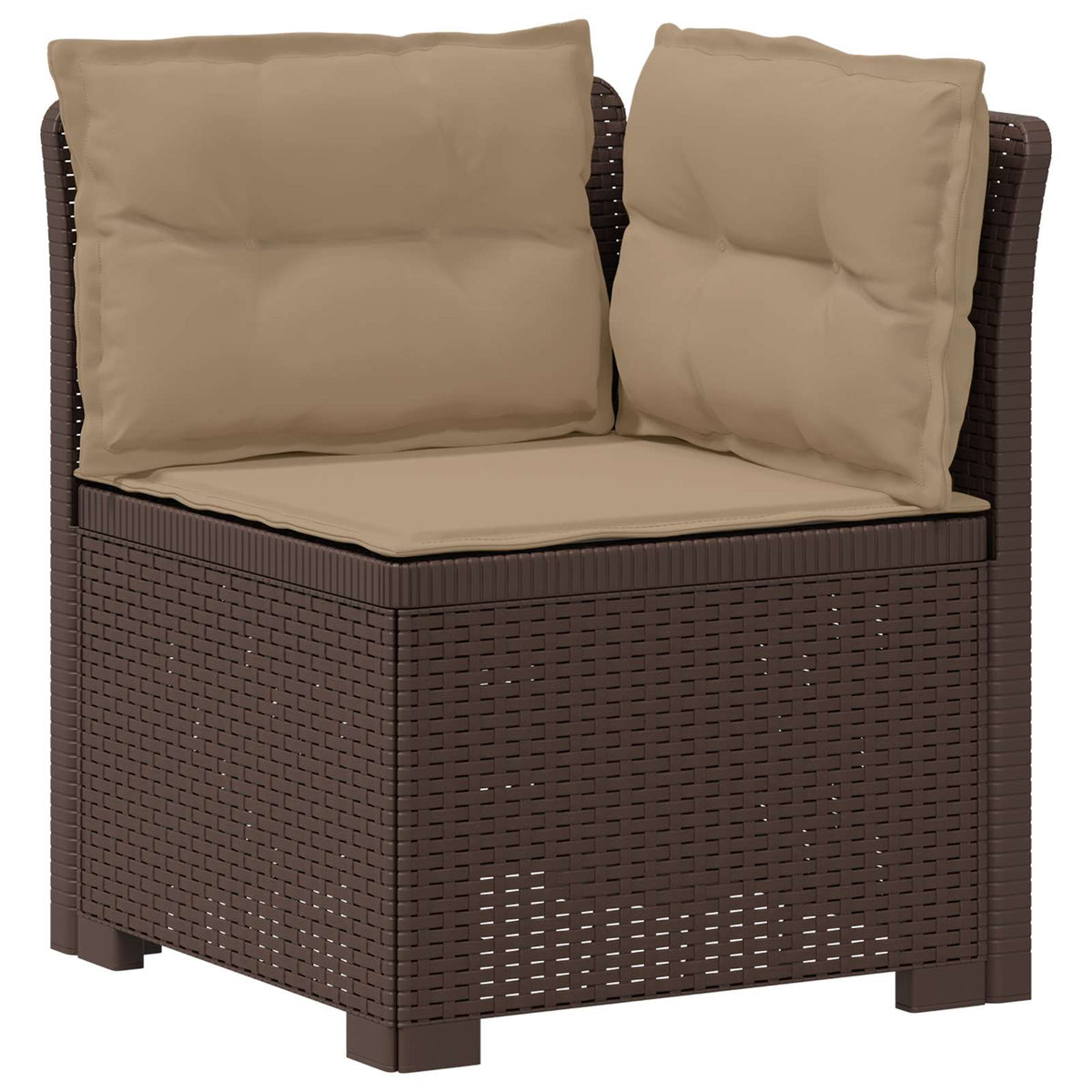 vidaXL 7-Seater Garden Sofa with Cushions Rattan Look PP Brown 4