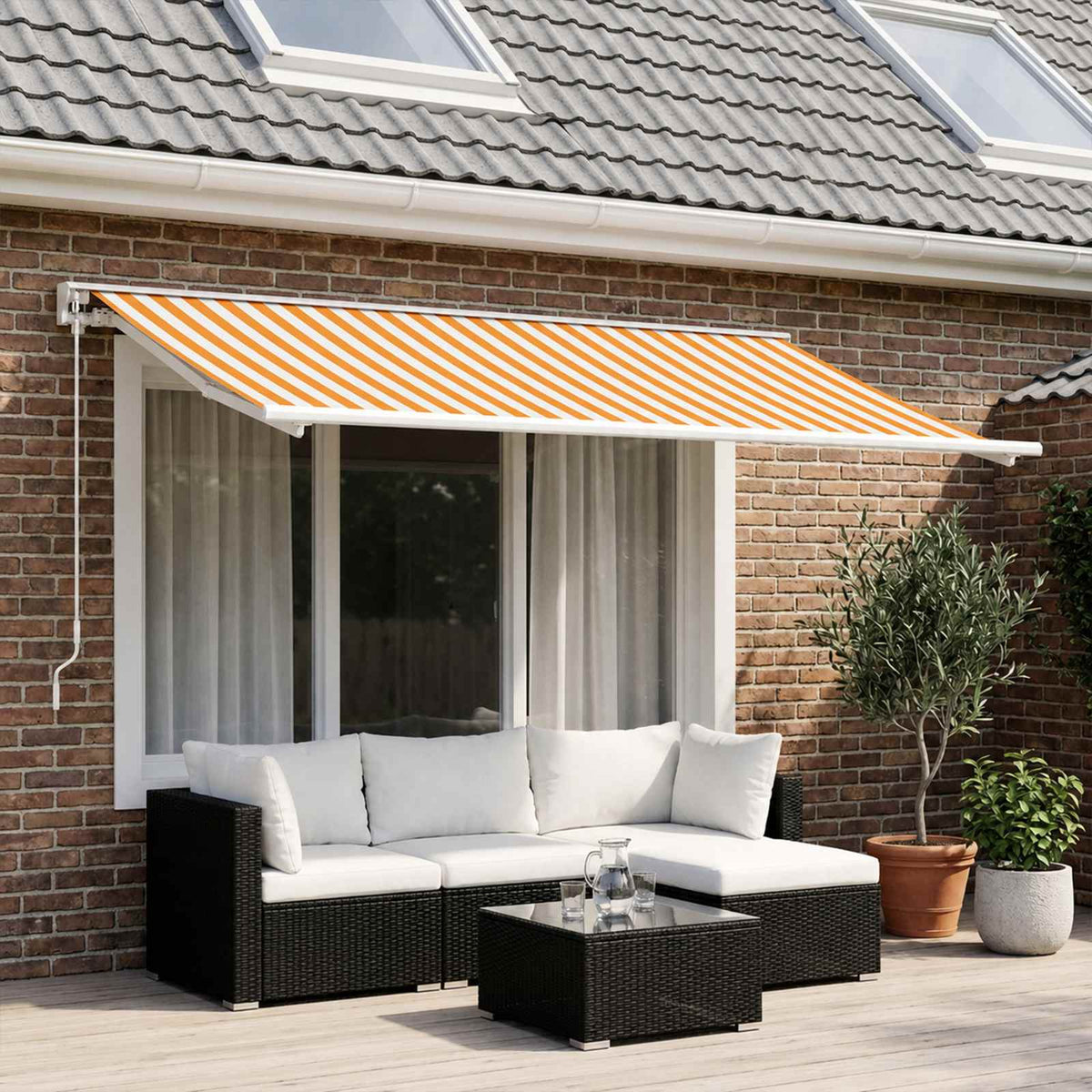 Awning Replacement Fabric Yellow white