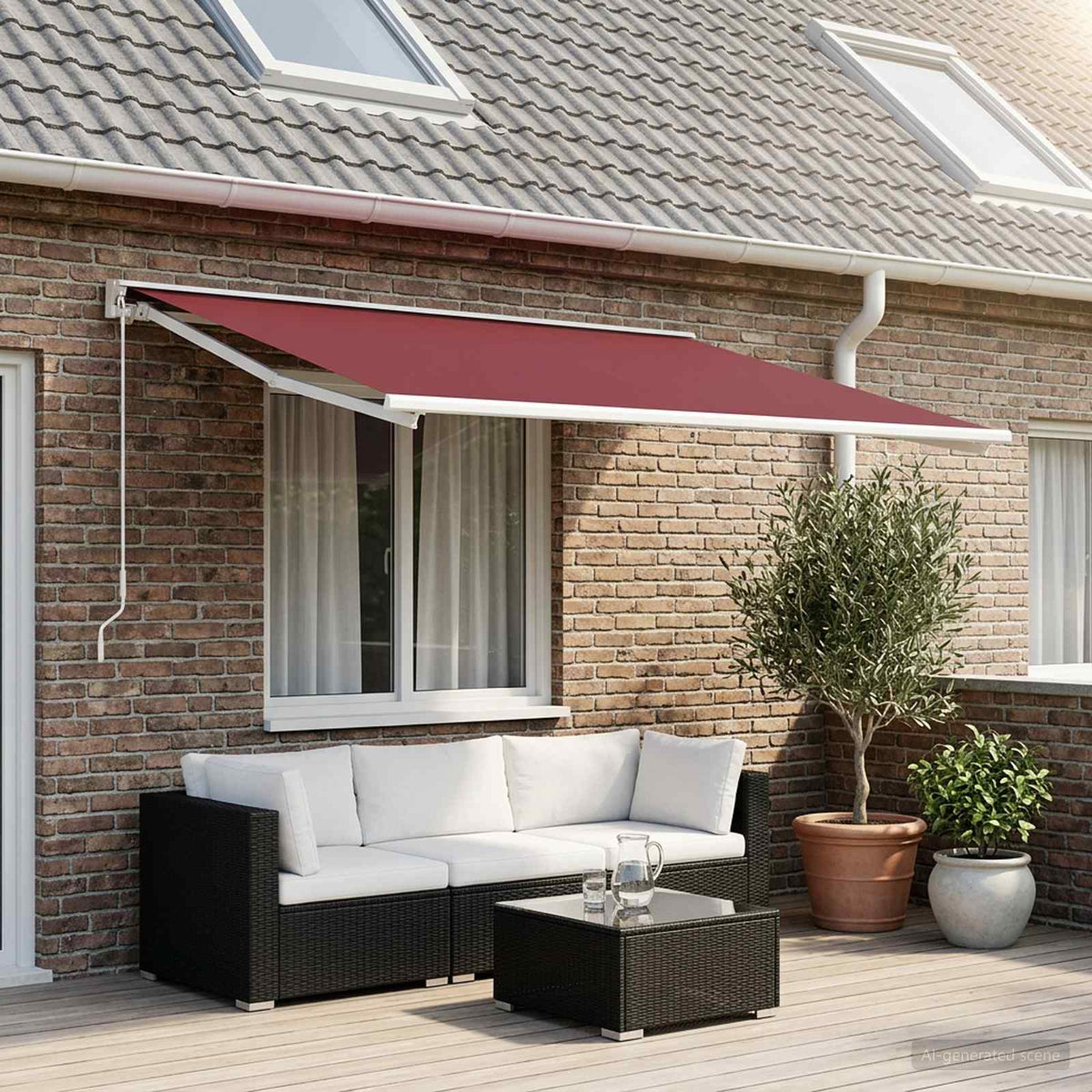 Awning Replacement Fabric 450 x 350 cm Polyester Burgundy red