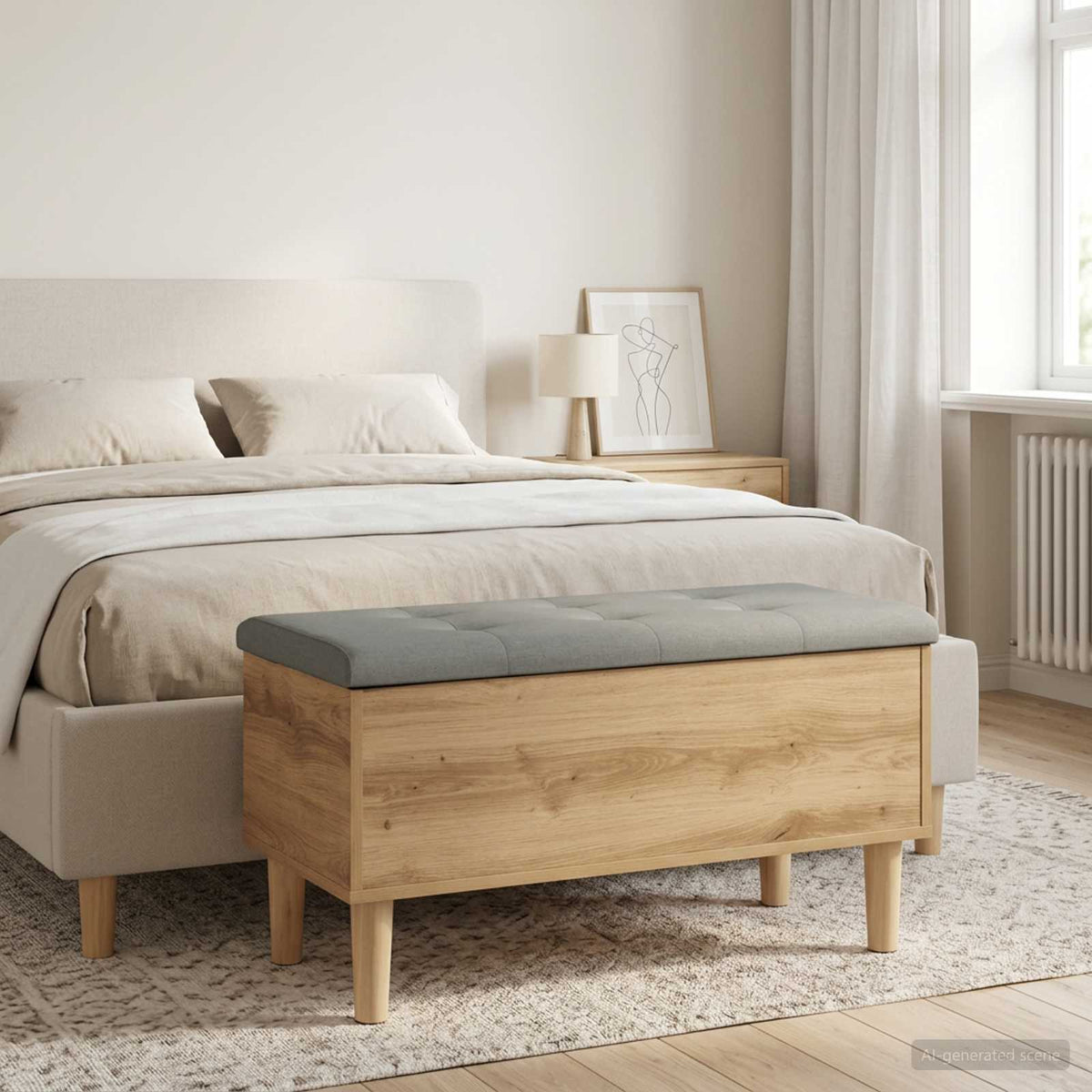Storage Bench with Cushion Artisan oak 82 x 42 x 46 cm