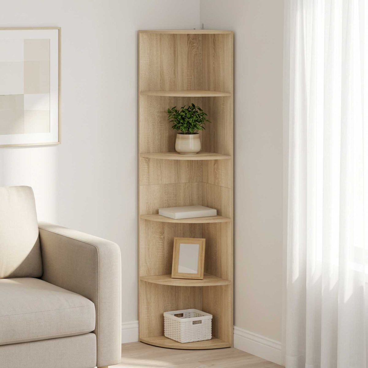 Corner Shelf 5-Tier 41.5 x 41.5 x 178 cm Engineered Wood Sonoma oak