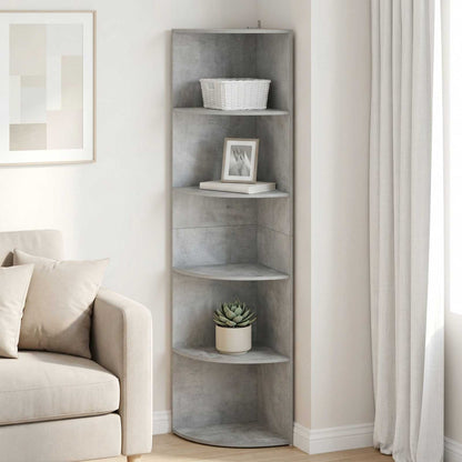 Corner Shelf 5-Tier 41.5 x 41.5 x 178 cm Engineered Wood Concrete grey