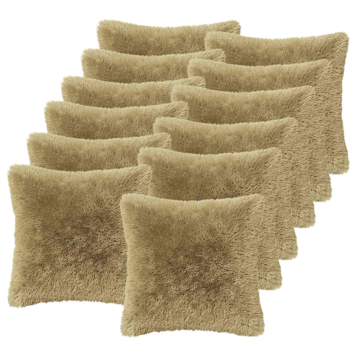 Throw Pillow HEERLEN PV Fleece 12 pcs 40 x 40 cm Light grey