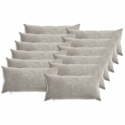 vidaXL Cushion with Pillow HEERLEN 12 pcs Light Grey Chenille Fabric 2