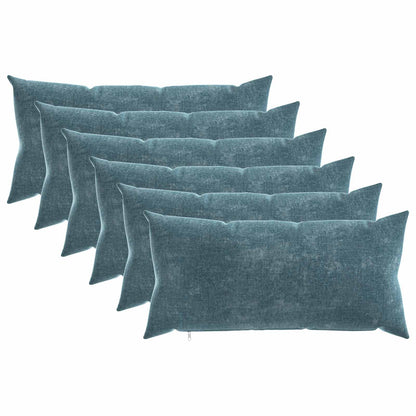 vidaXL Throw Pillow 6 pcs HEERLEN Blue 40 x 80 cm Chenille Fabric 2