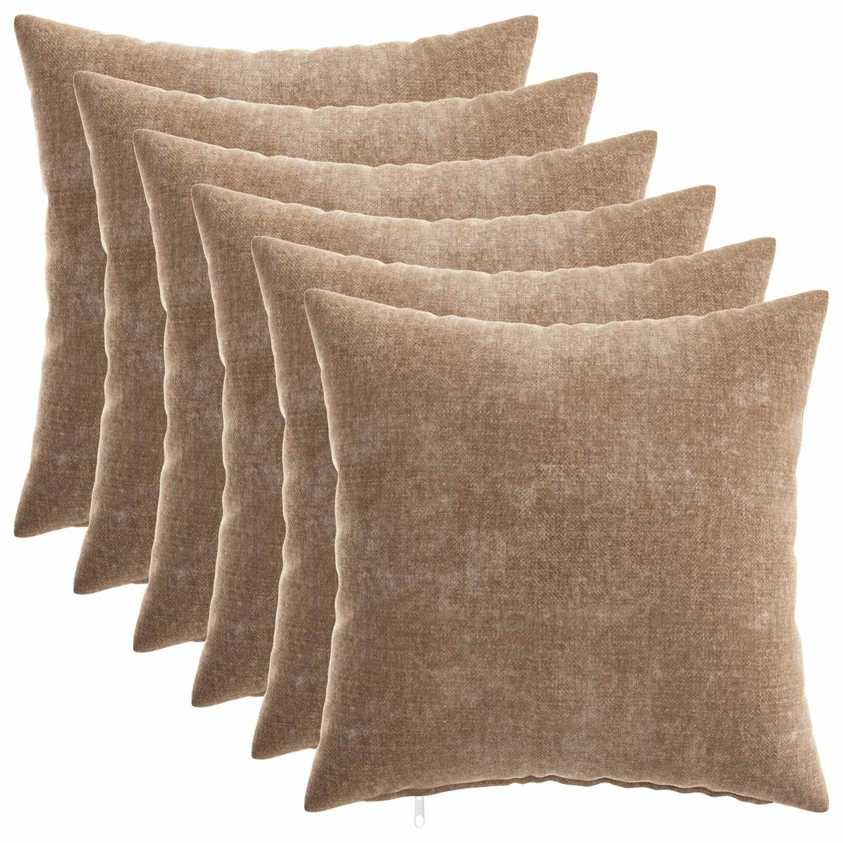 Throw Pillow HEERLEN Chenille Fabric 6 pcs Brown 45 x 45 cm