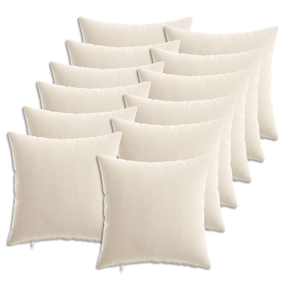vidaXL Throw Pillow 12 pcs HEERLEN Cream 45 x 45 cm Chenille Fabric 2
