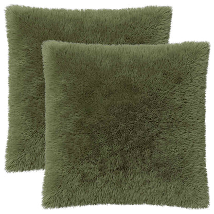 Throw Pillow HEERLEN PV Fleece 2 pcs Green 80 x 80 cm