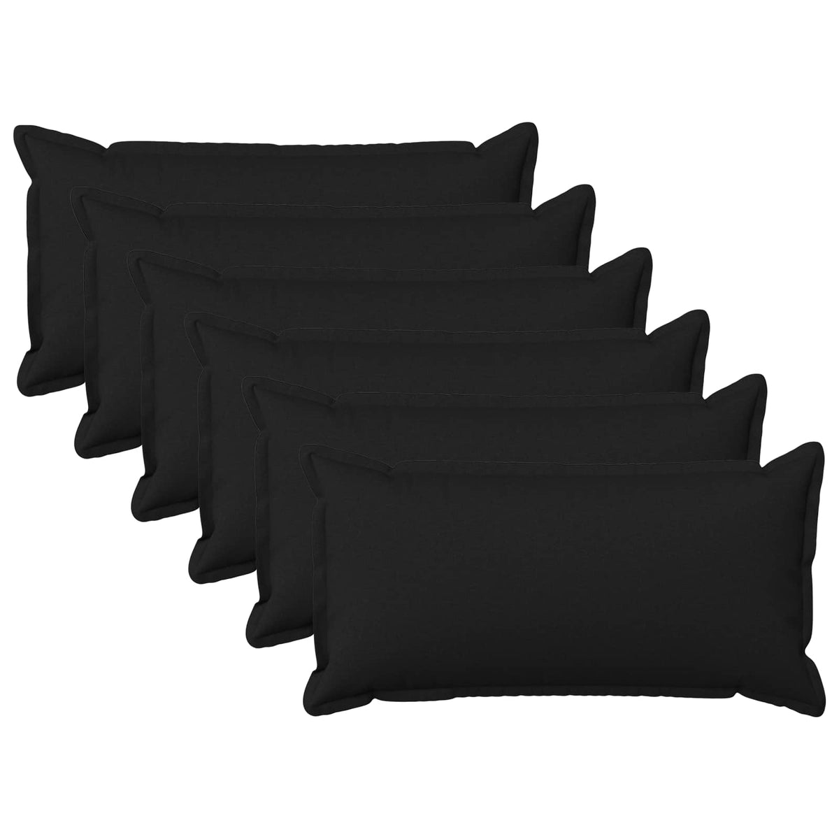 Throw Pillow HOUTEN 40 x 70 cm Faux Linen 6 pcs Black