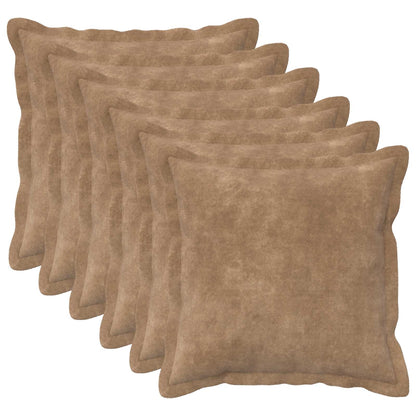 Throw Pillow HOUTEN 45 x 45 cm Microfiber Fleece 6 pcs Taupe