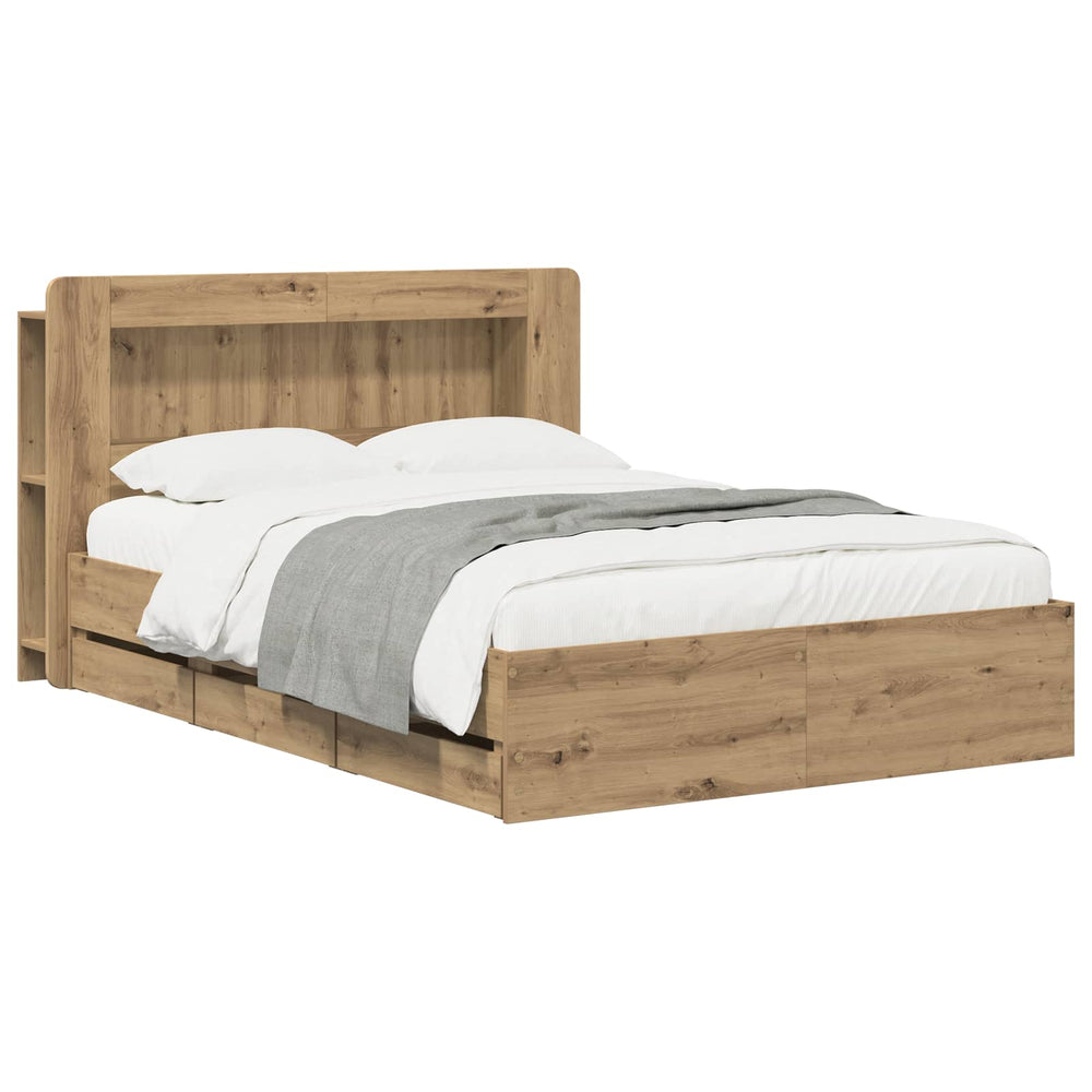vidaXL Bed Frame with Storage and Headboard Length 190 cm with Centre Shelf