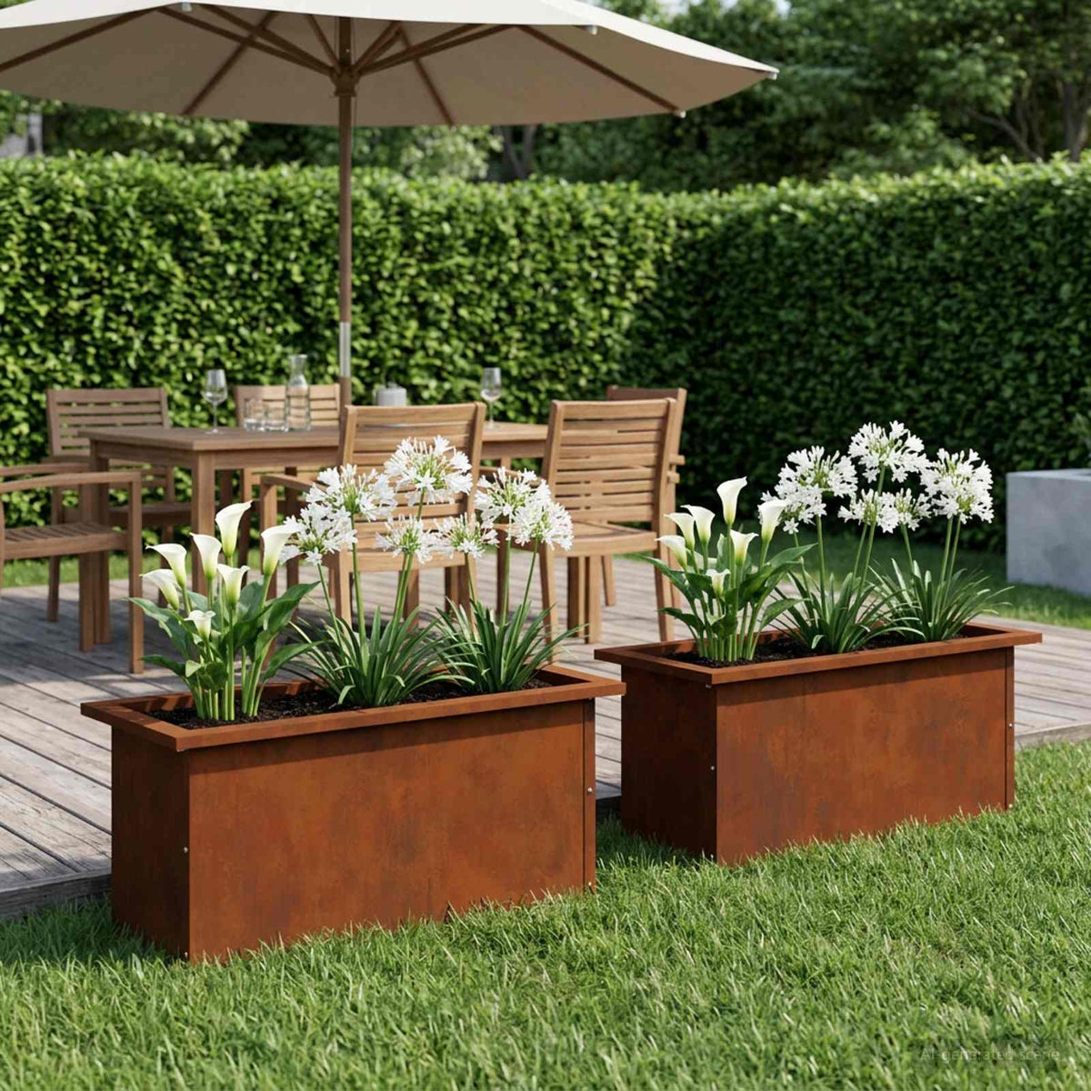 Garden Planter with LED 30 x 60 x 30 cm Steel 2 pcs Weathering steel