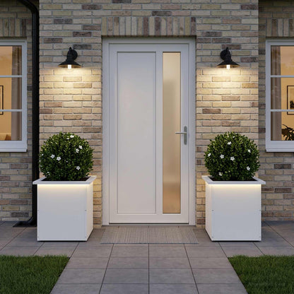 Garden Planter with LED 40 x 40 x 40 cm Steel 2 pcs White