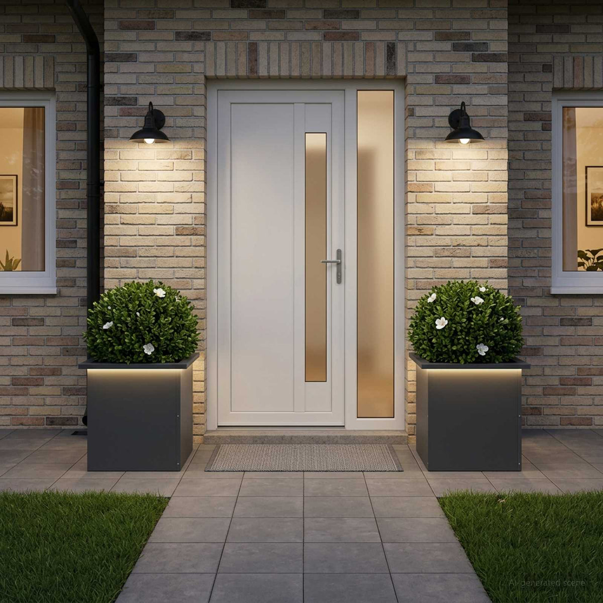 Garden Planter with LED 40 x 40 x 40 cm Steel 2 pcs Anthracite