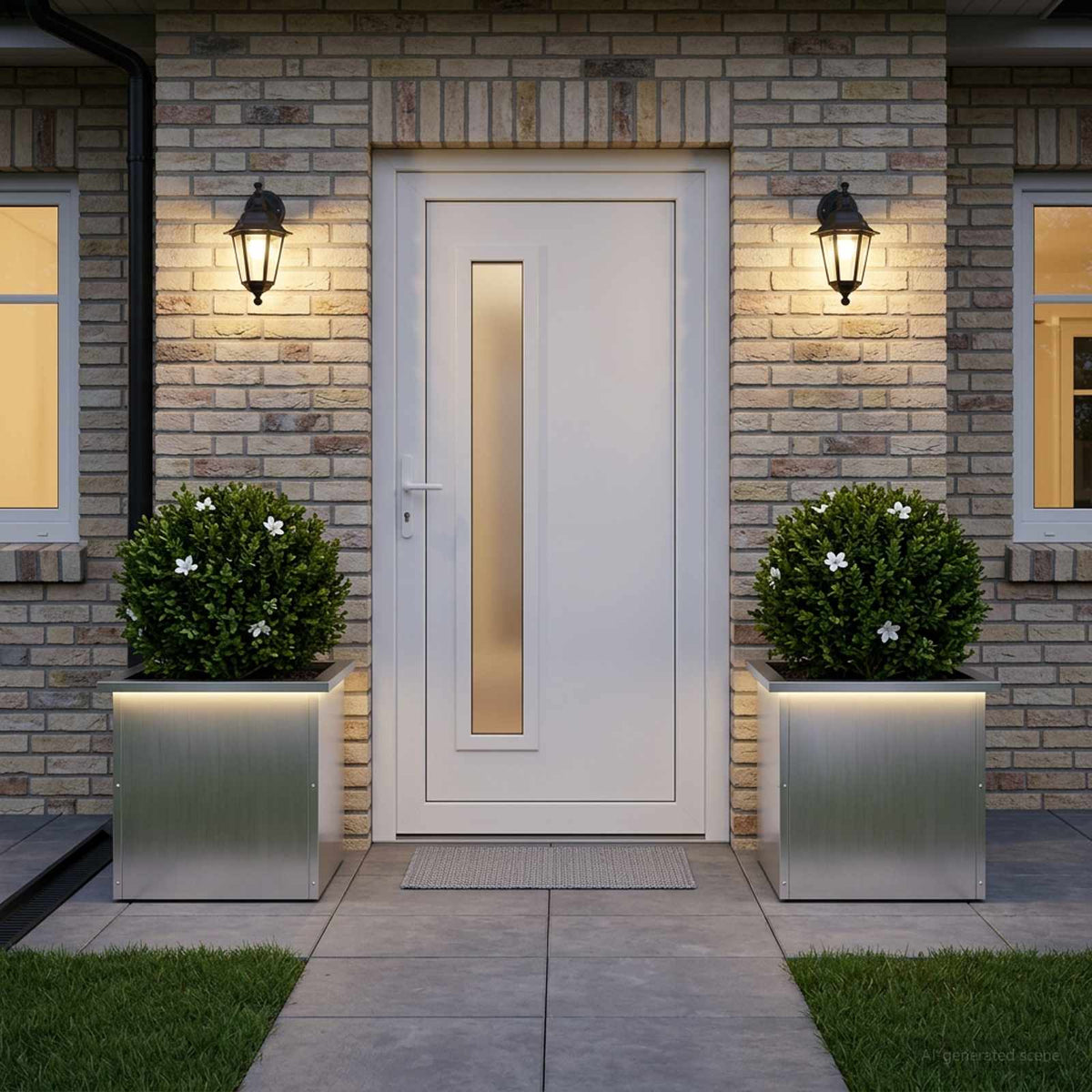 Garden Planter with LED 40 x 40 x 40 cm Steel 2 pcs Galvanised steel