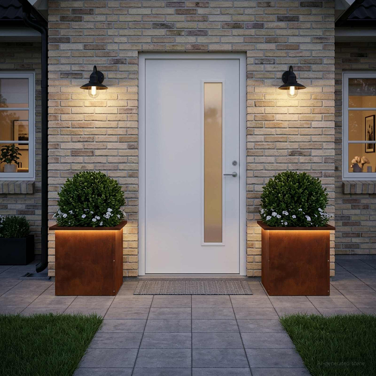Garden Planter with LED 40 x 40 x 40 cm Steel 2 pcs Weathering steel