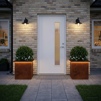 Garden Planter with LED 40 x 40 x 40 cm Steel 2 pcs Weathering steel