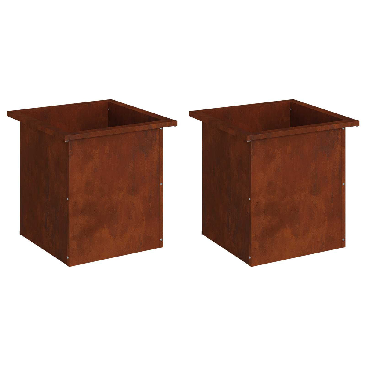 Garden Planter with LED 40 x 40 x 40 cm Steel 2 pcs Weathering steel