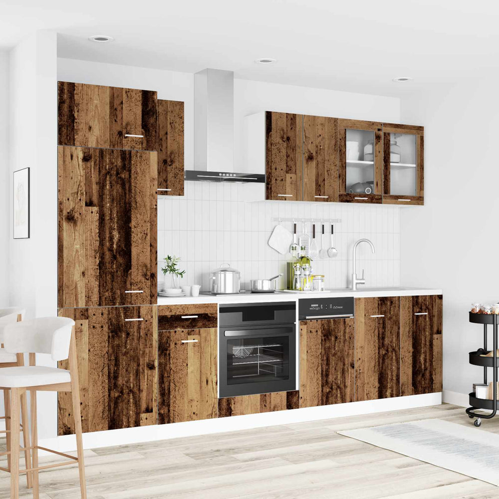 vidaXL Kitchen Unit Lyon 8 pcs Old Wood Engineered Wood