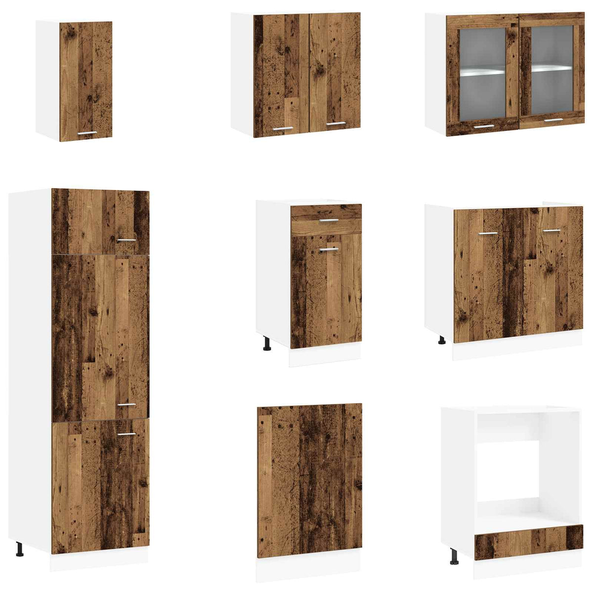 vidaXL Kitchen Unit Lyon 8 pcs Old Wood Engineered Wood 4