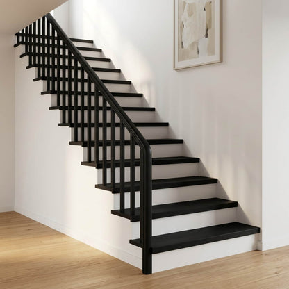 vidaXL Stair Treads 16 pcs 80 x 25 x 2 cm Black Solid Beech Wood 1
