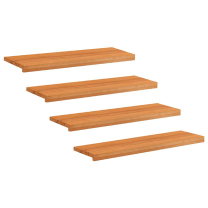 Stair Treads Solid Beech Wood Depth 25 cm 4 pcs Light Brown 90 cm