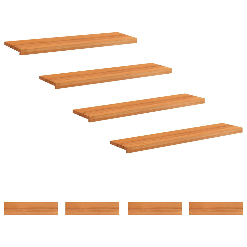 vidaXL Stair Treads 8 pcs 120 x 30 x 2 cm Light Brown Solid Beech Wood