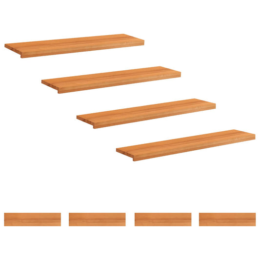 vidaXL Stair Treads 8 pcs 120 x 30 x 2 cm Light Brown Solid Beech Wood 1