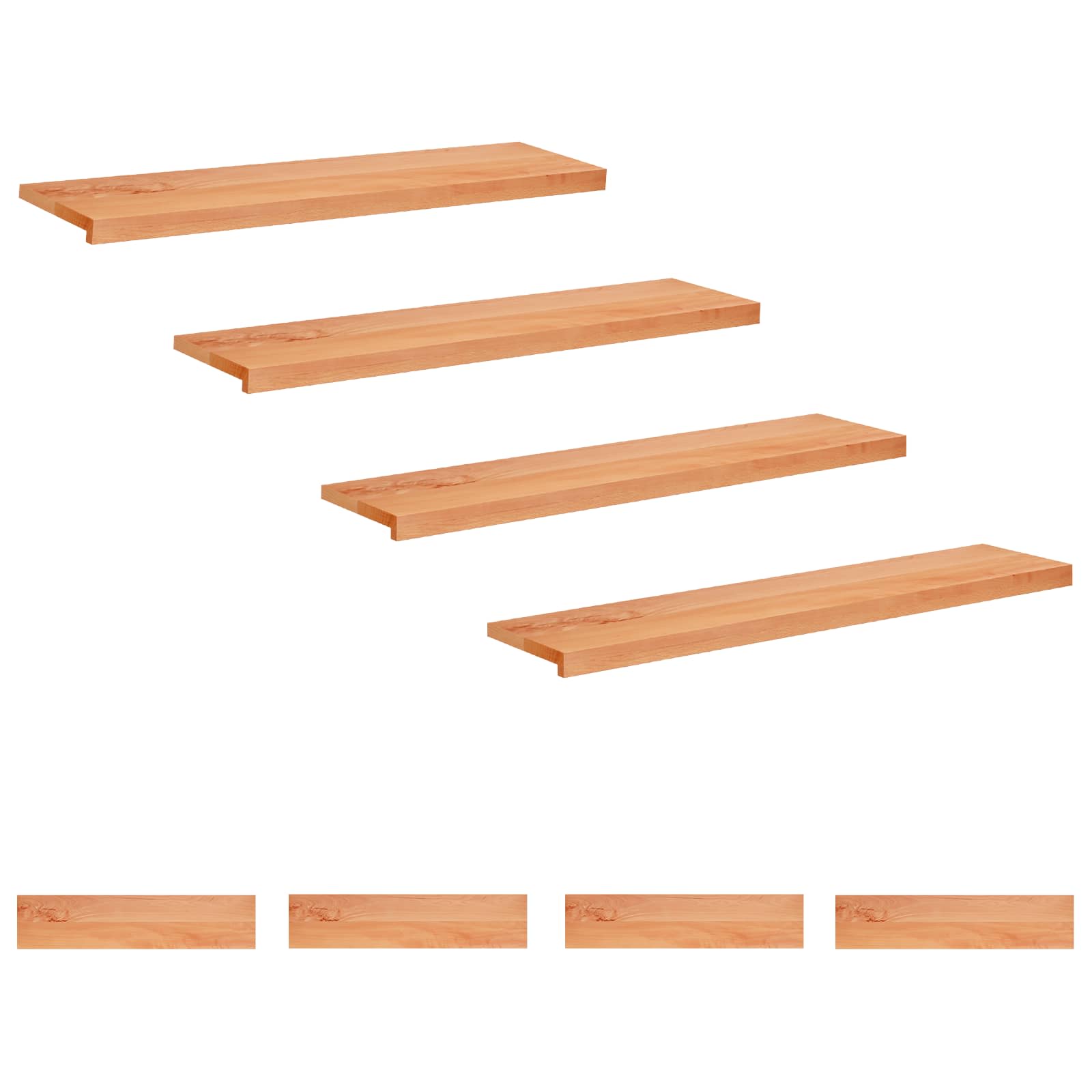 vidaXL Stair Treads 8 pcs 120 x 30 x 2 cm Varnish Solid Beech Wood 1
